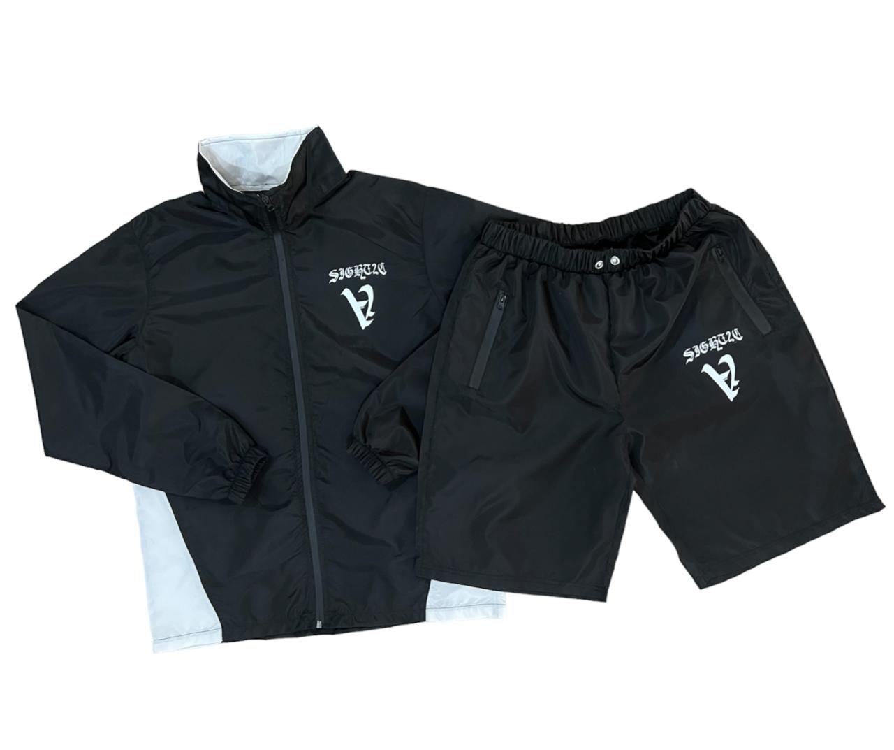 Black Windbreaker Suit Set